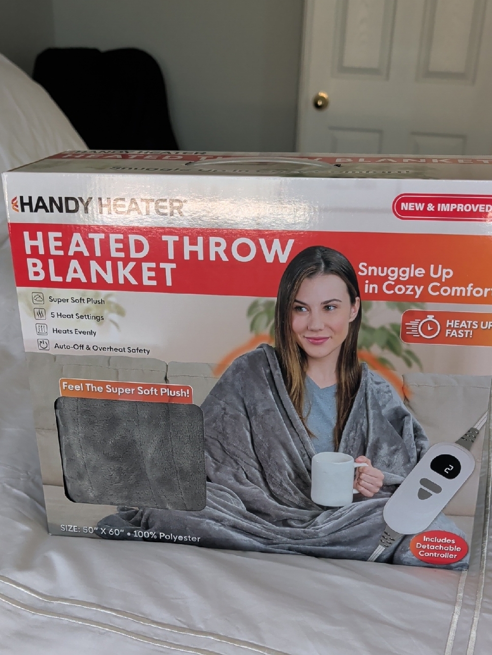 Handy Heater Heated Throw Blanket - Gray